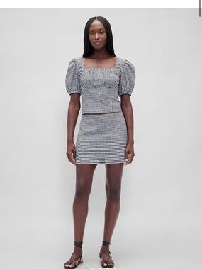 Gingham Mini Skirt SET- Black & White NEW